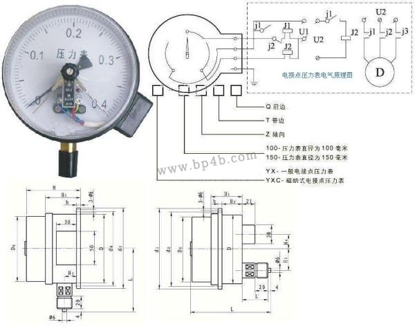 <b>電接點壓力表接線圖示</b>